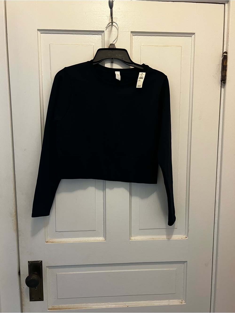 aerie Black Cropped Crewneck Sweatshirt